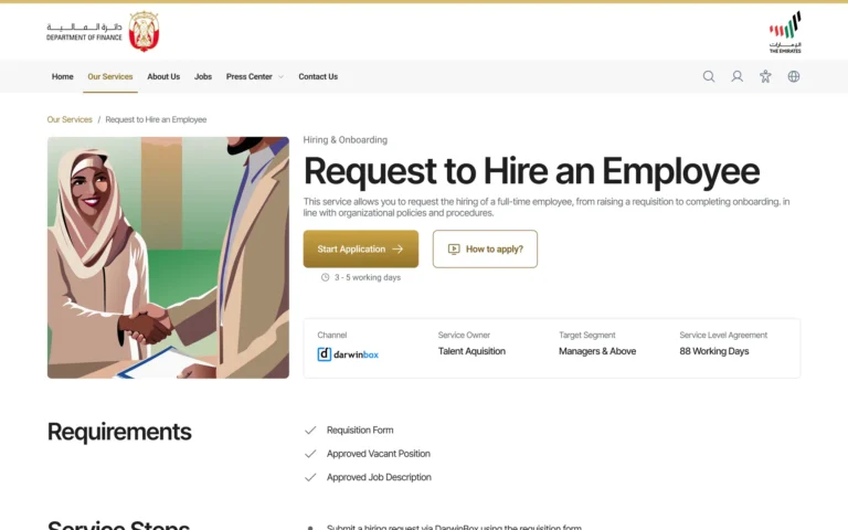 Department of Finance Service Detail Page