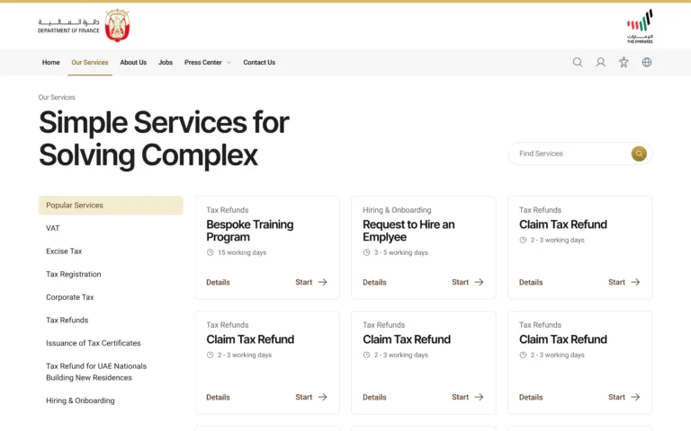 Department of Finance Service Details